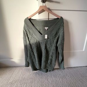 NWT Artie Olive Green Cable Knit Sweater
